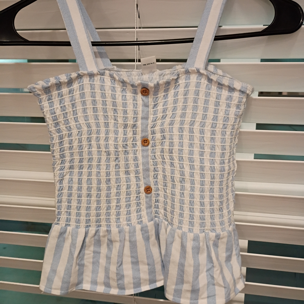 Old Navy Blue and White Striped Crop Top
